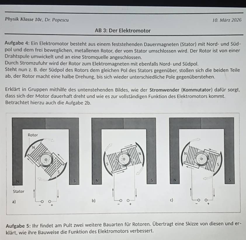Gelöst:Physik Klasse 10c, Dr. Popescu 10. März 2026 AB 3: Der ...