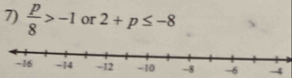  p/8 >-1 or 2+p≤ -8