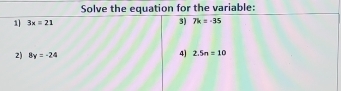 Solve the equation for the variable: