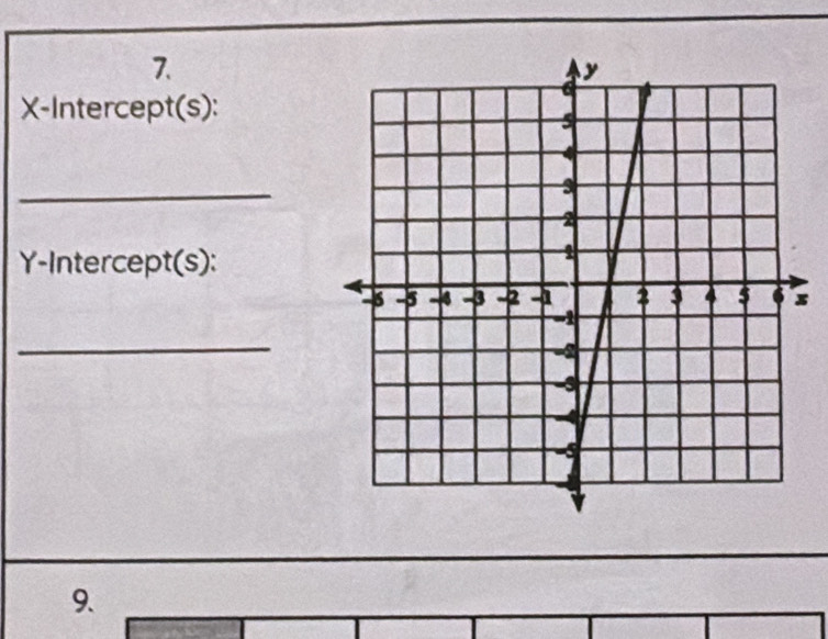 X-Intercept(s): 
_ 
Y-Intercept(s):
x
_ 
9.