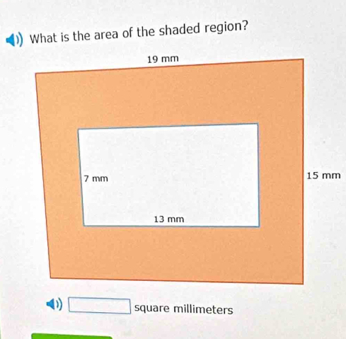 What is the area of the shaded region? 
0) □ sr quare mil lir meters