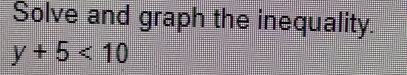 Solve and graph the inequality.
y+5<10</tex>