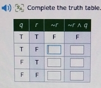 ) Complete the truth table