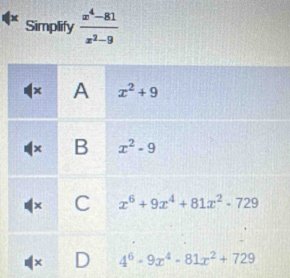 Simplify  (x^4-81)/x^2-9 