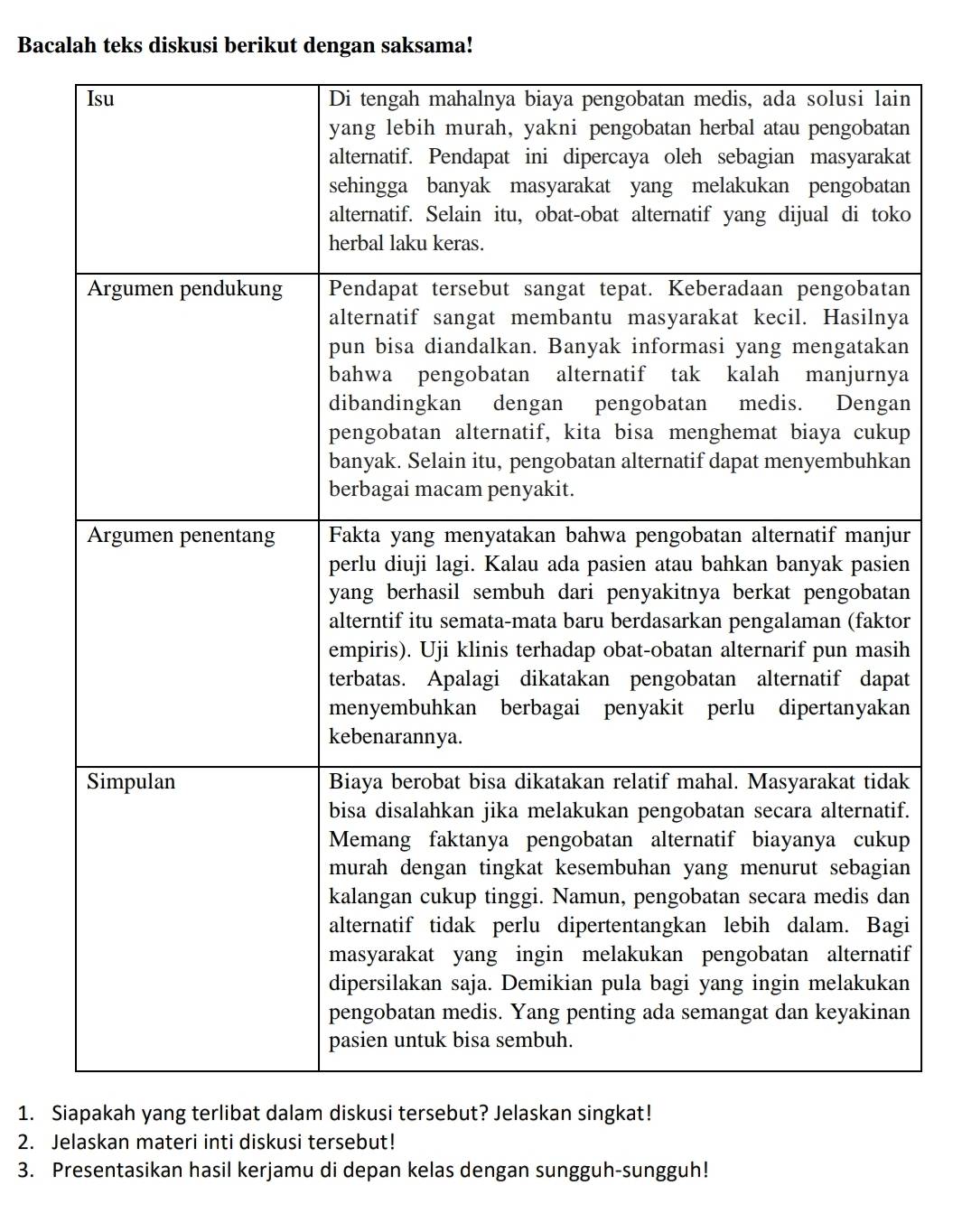 Bacalah teks diskusi berikut dengan saksama!
n
n
t
n
o
n
a
n
a
n
p
n
r
n
n
r
h
t
n
k.
p
n
n
i
f
n
n
1. S
2. Jelaskan materi inti diskusi tersebut! 
3. Presentasikan hasil kerjamu di depan kelas dengan sungguh-sungguh!