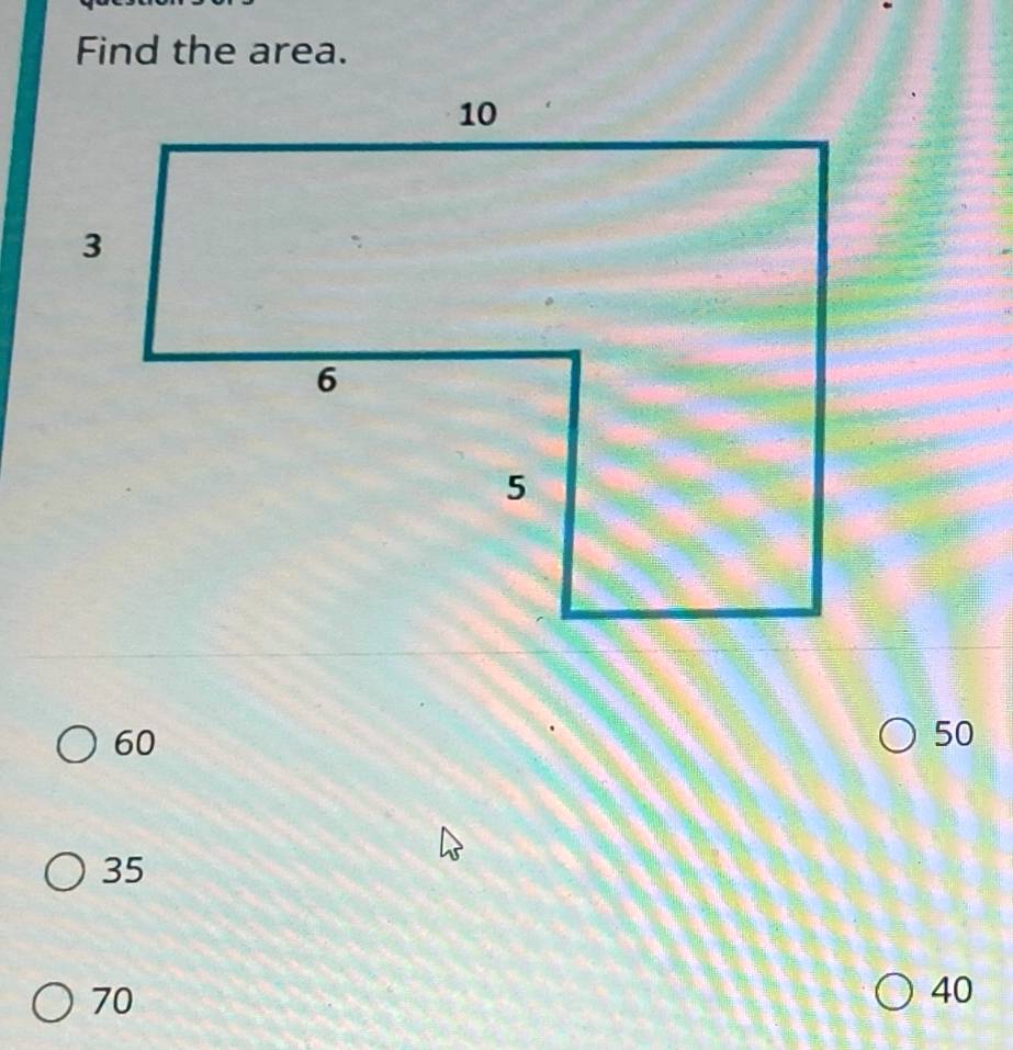 Solved: Find the area. 60 50 35 70 40 [Math]
