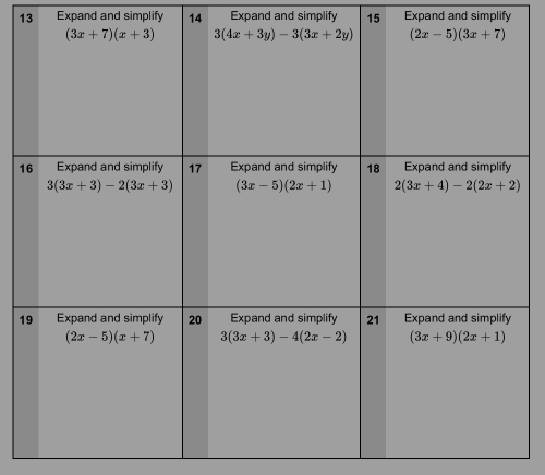 Expand and simplify 14 Expand and simplify 15 Expand and simplify
1
1