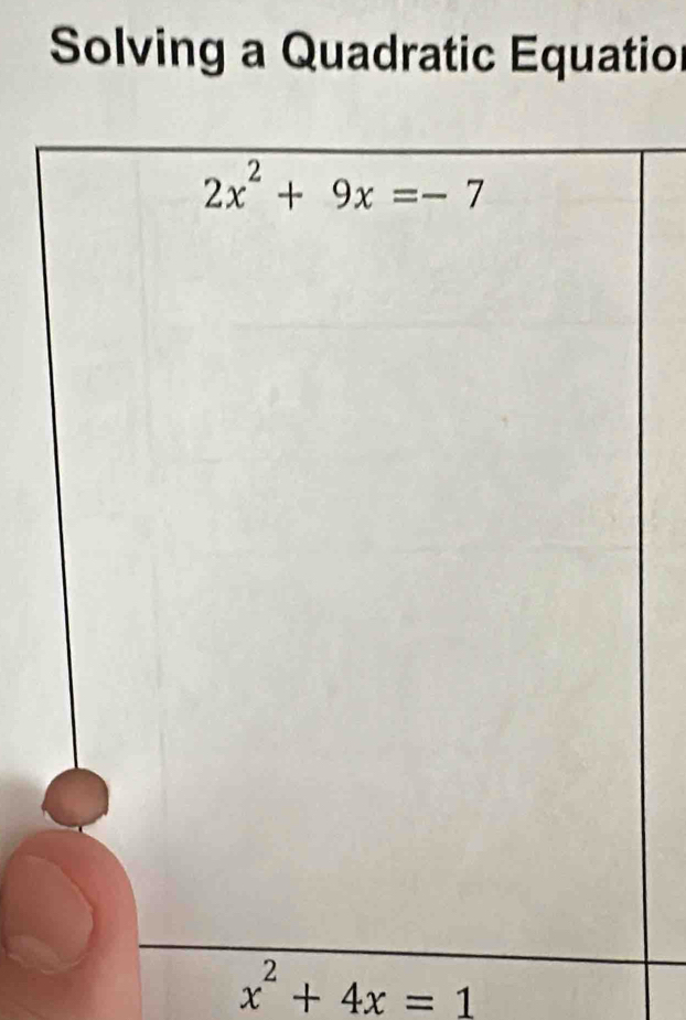 Solving a Quadratic Equatior
x^2+4x=1