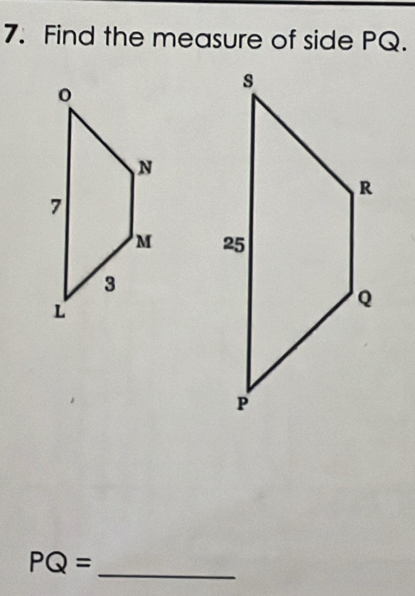 Find the measure of side PQ. 

_ PQ=