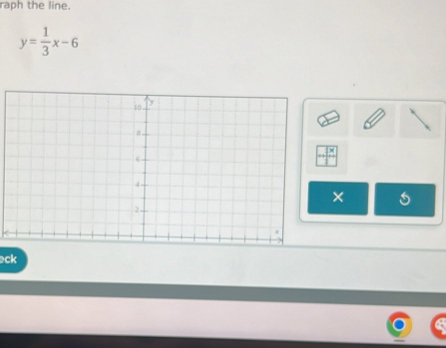 raph the line.
y= 1/3 x-6
× 
eck