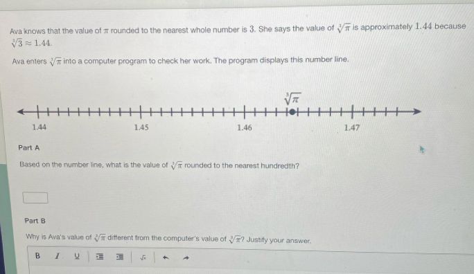 Solved: Ava knows that the value of π rounded to the nearest whole ...
