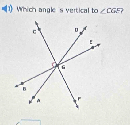 Which angle is vertical to ∠ CGE