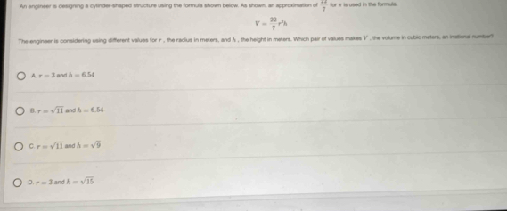 Solved: An engineer is designing a cylinder-shaped structure using the ...