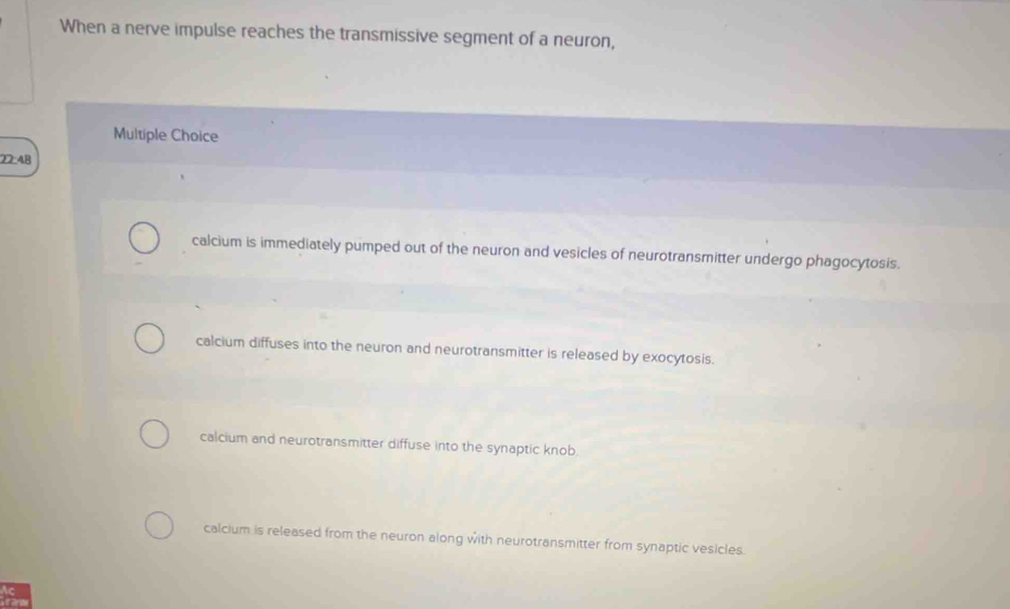 Solved: When a nerve impulse reaches the transmissive segment of a ...