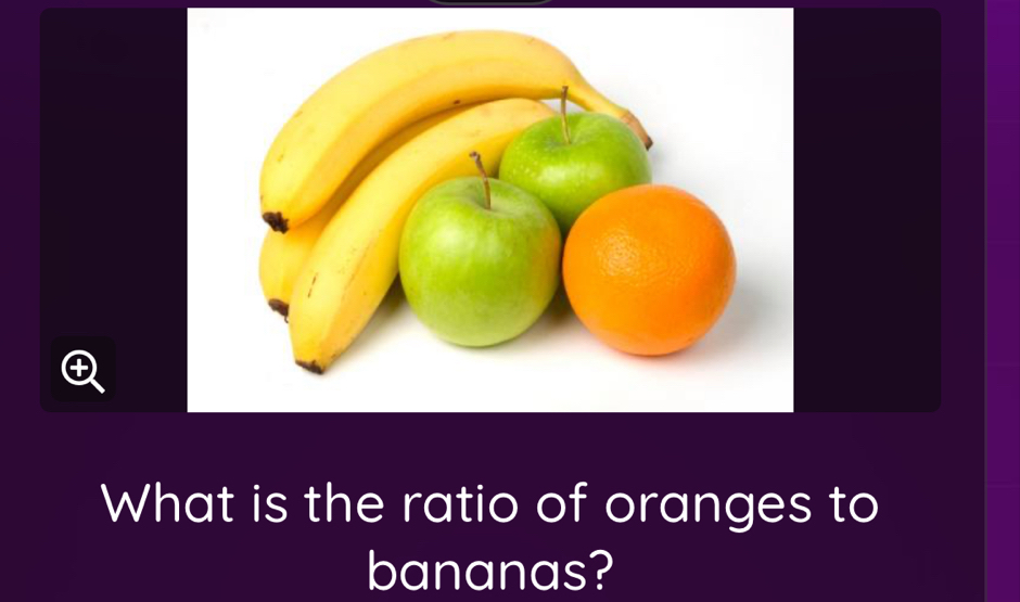 What is the ratio of oranges to 
bananas?