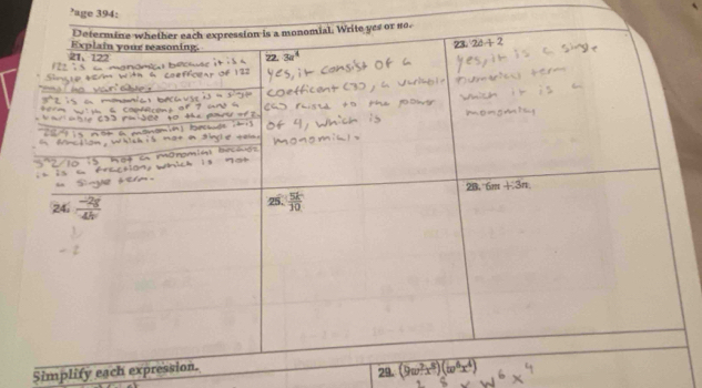 ’age 394:
Simplify each express
29. (9w^2x^8)(w^6x^4)