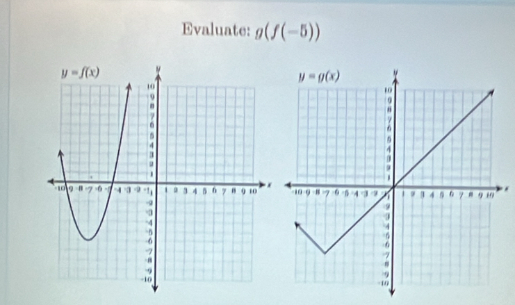 Evaluate: g(f(-5)).