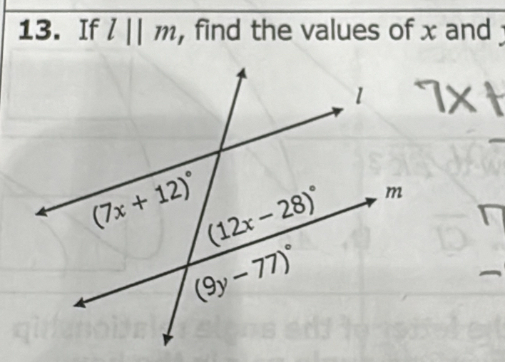 If l||m , find the values of x and