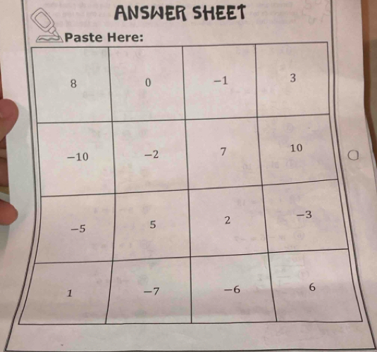 ANSWER SHEET