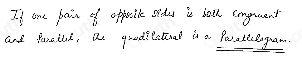 If one pair of appoil side is beth conguuent 
 
and favalld, the quediletial is a Parellslogram.