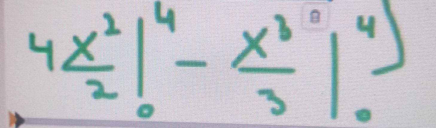 4 x^2/2 |_0^(4-frac x^3)3|_0^4)