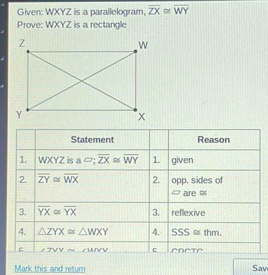 Solved: Given: WXYZ is a parallelogram, overline ZX Solved: Given: WXYZ is a parallelogram, overline ZX