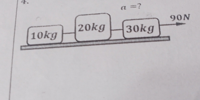 a= ?
90N
20kg 30kg
10kg