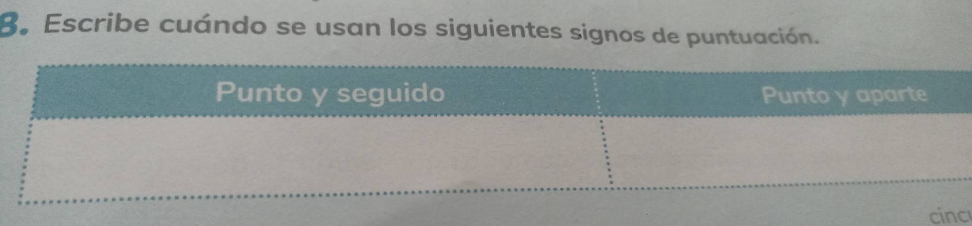 Escribe cuándo se usan los siguientes signos de puntuación.
c