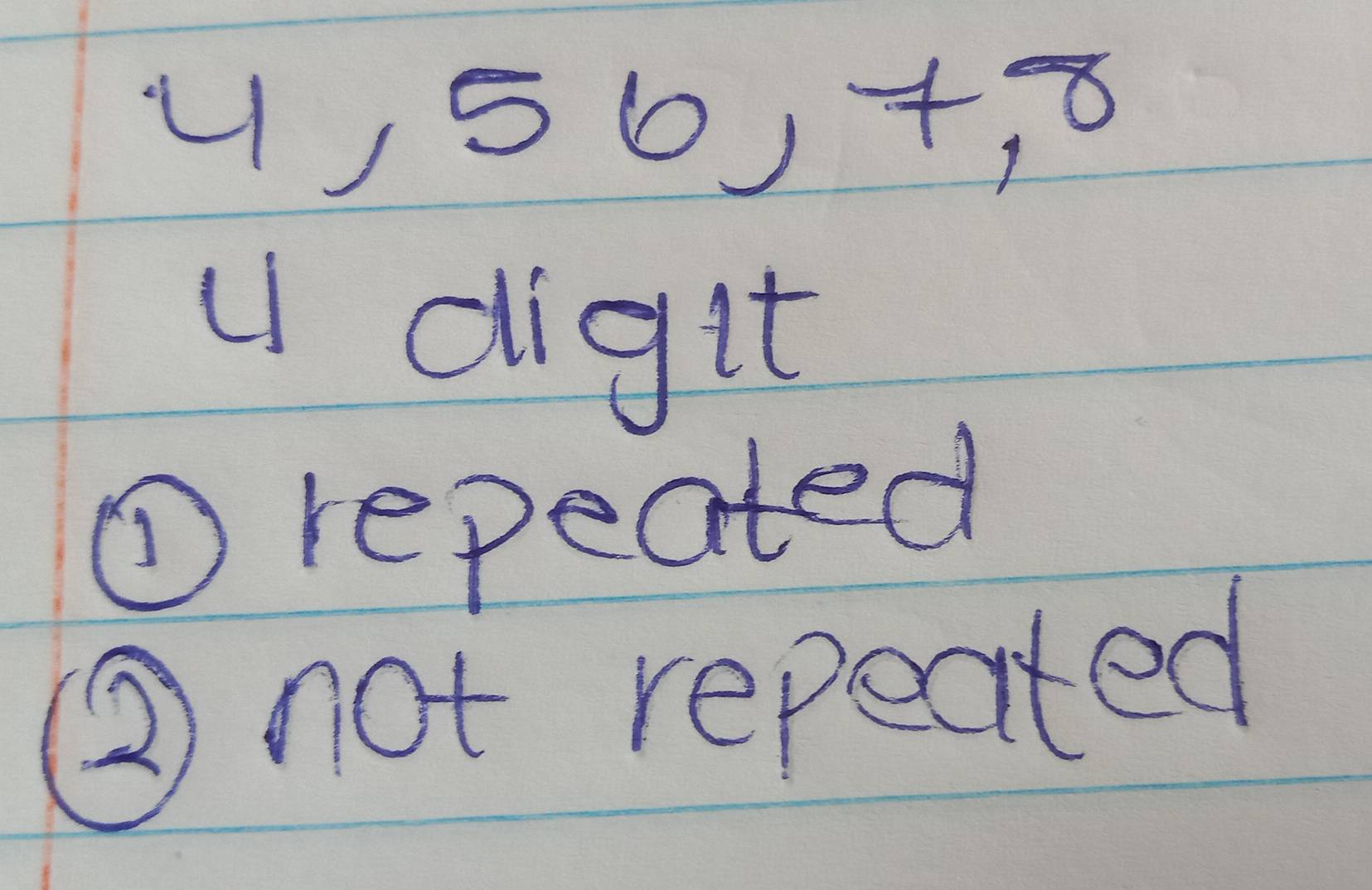 (50+, 8
u digit
①repeated
② not repeated