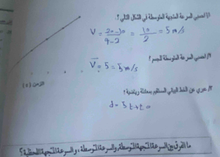 v= (20-10)/4-2 = 10/2 =5m/s
overline v=5=5m/s
10) 002
d=5t+t_0
St Mp ae, y alany io olly tey lap lto, iei all