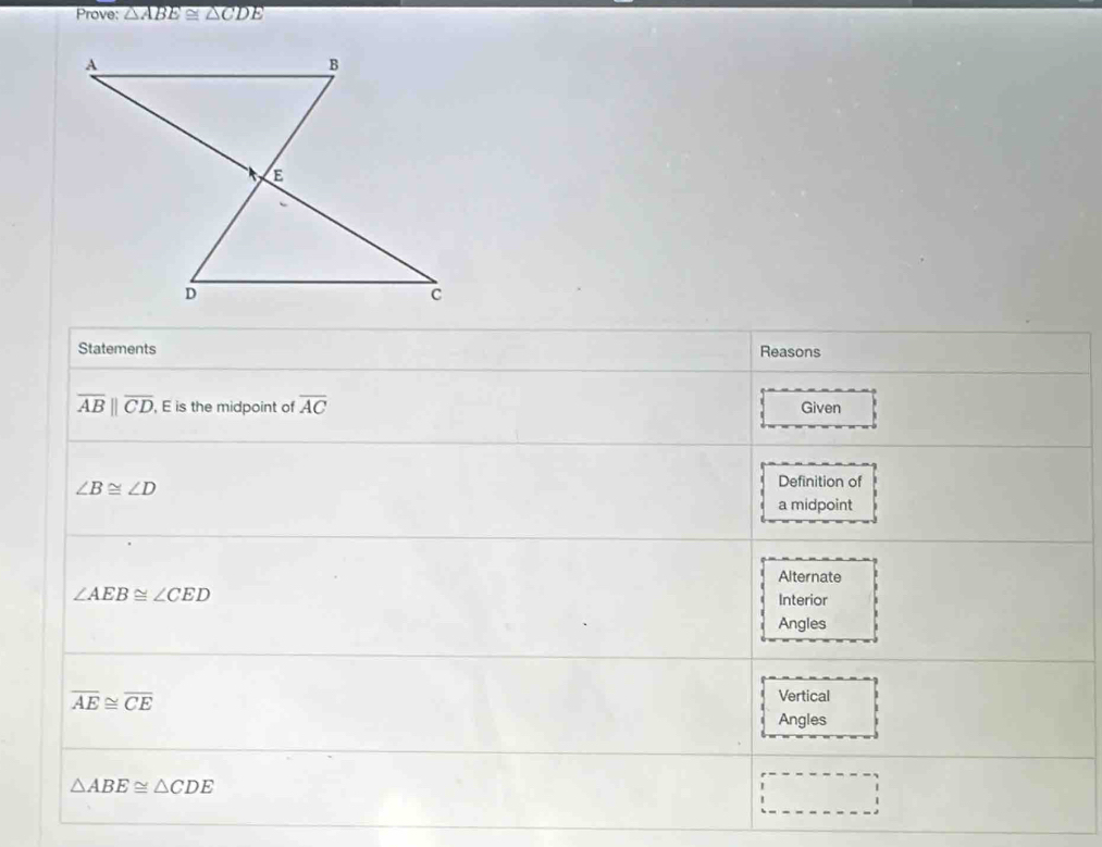 Prove: △ ABE≌ △ CDE