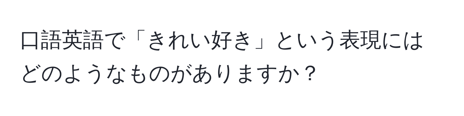 口語英語で「きれい好き」という表現にはどのようなものがありますか？