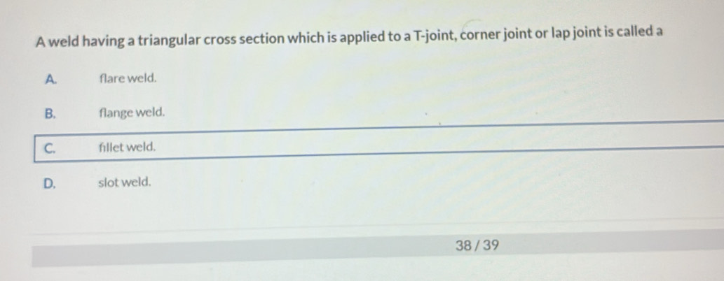 Solved: A weld having a triangular cross section which is applied to a ...