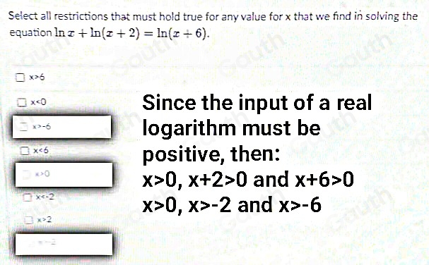 Solved: Select all restrictions that must hold true for any value for x ...