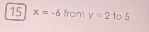 15 x=-6 from y=2 to 5