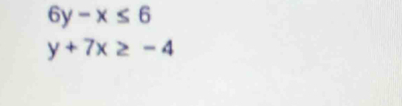 6y-x≤ 6
y+7x≥ -4