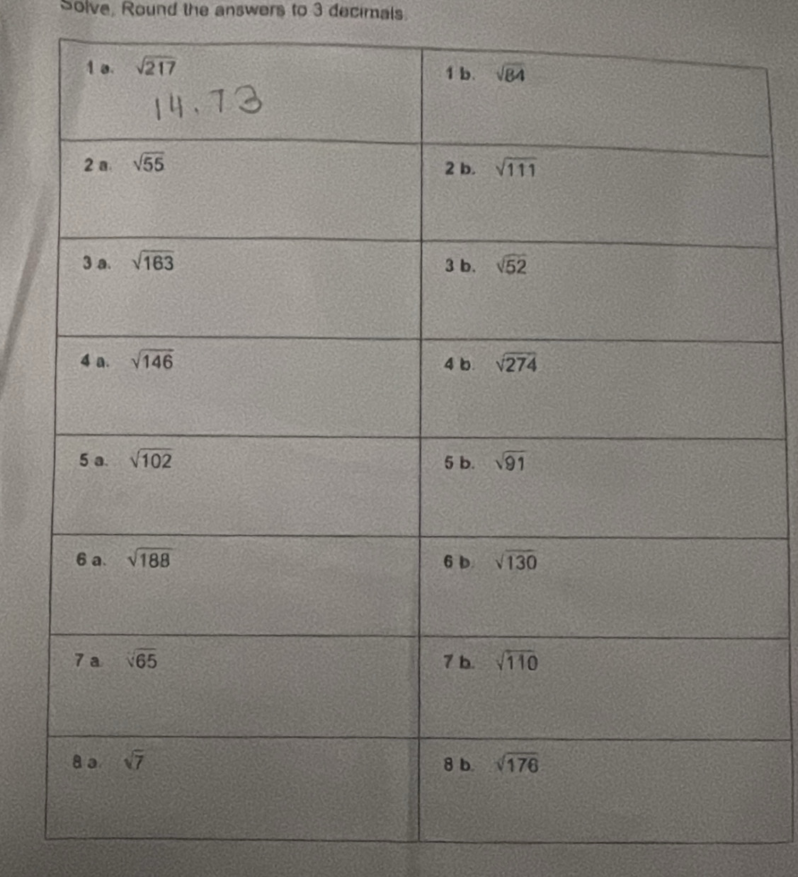 Solve, Round the answers to 3 decimals.