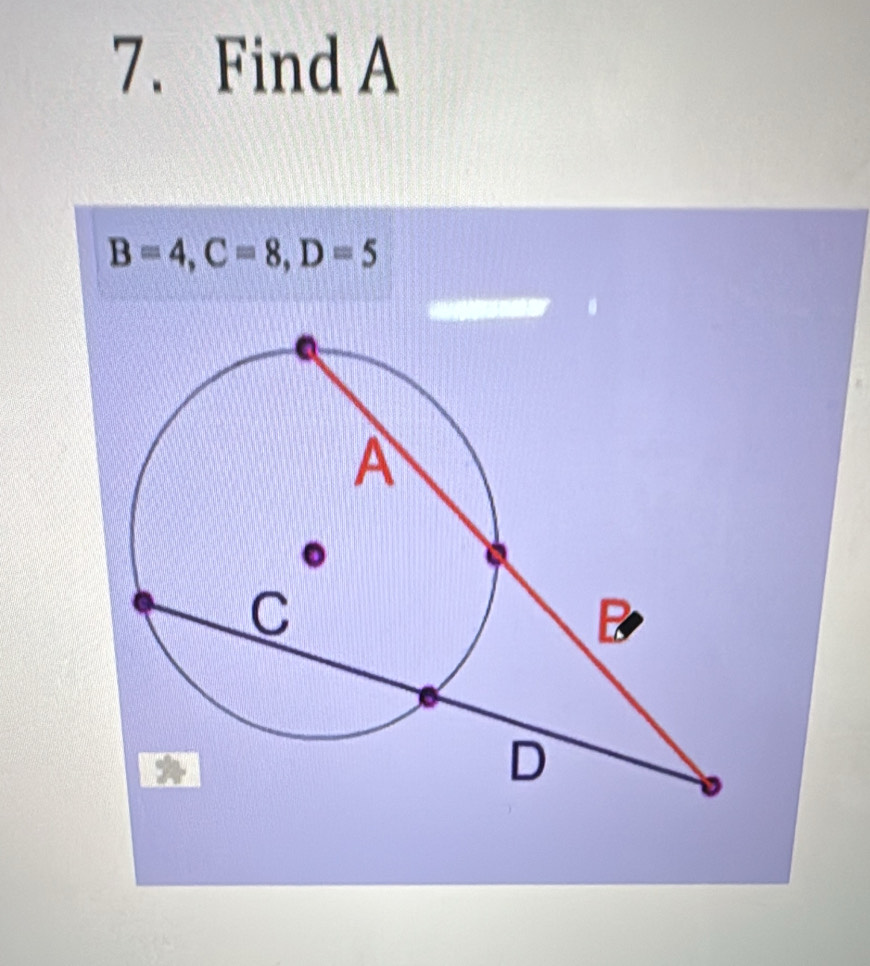 Find A
B=4, C=8, D=5