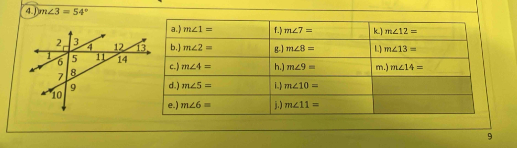 4.) m∠ 3=54°
9