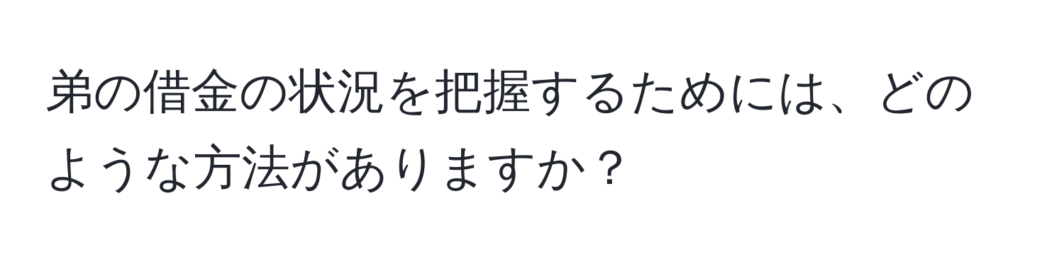 弟の借金の状況を把握するためには、どのような方法がありますか？