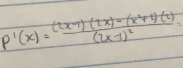 P'(x)=frac (2x-1)(2x)-(x^2+2)(2)(2x-1)^2=