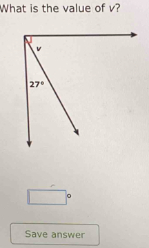 What is the value of v?
□°
Save answer