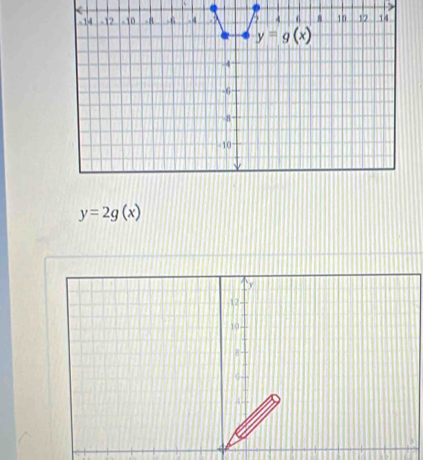 a
-14 -12 -10 -8 -6 6 8 10 12 14
y=g(x)
4
-G
8
-10
y=2g(x)