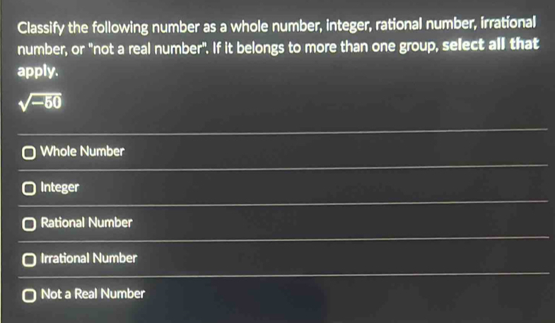 Solved: Classify the following number as a whole number, integer ...