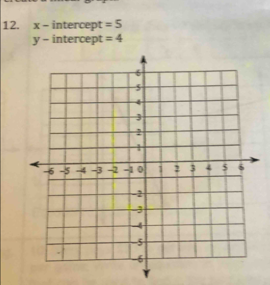 x - intercept =5
y - intercept =4