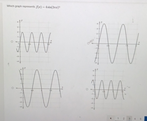 Which graph represents f(x)=4sin (2π x) ?
2 3 4 5