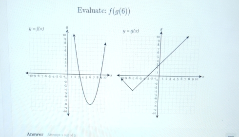 Evaluate: f(g(6))

Answer  Attempt 1 out of