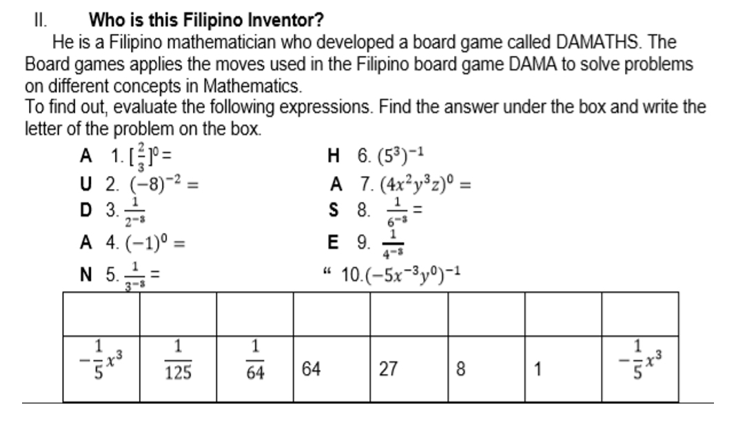 Solved: Who is this Filipino Inventor? He is a Filipino mathematician ...