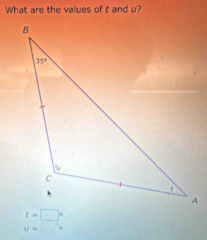 What are the values of t and u?
u=□°