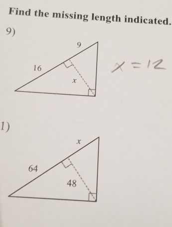 Find the missing length indicated. 
9) 
1)